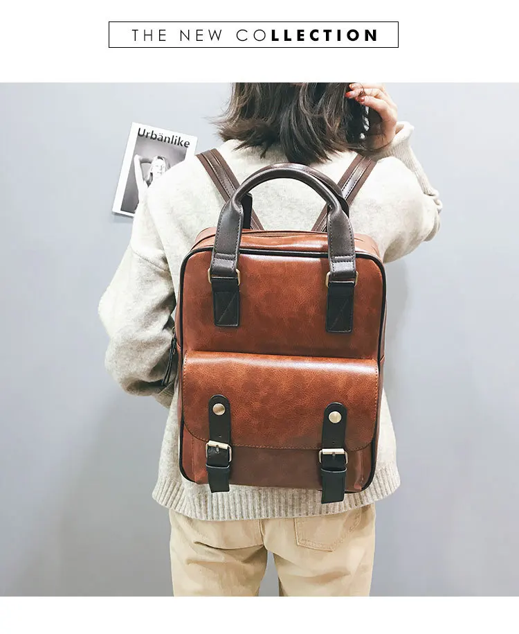 mochila feminina, школьные сумки с защитой от кражи, водонепроницаемые, для путешествий, для ноутбука, коричневый кожаный большой рюкзак для женщин, корейский дизайн