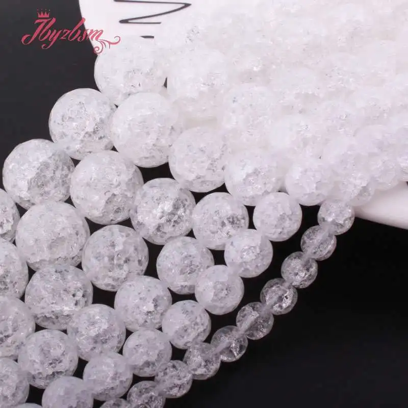 6 8 10 мм Круглые граненые треснутые Белые Каменные кварцевые бусины из