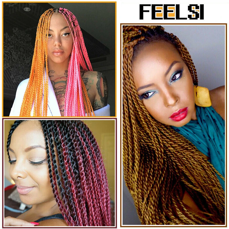Сенегальские крученые волосы Омбре вязаные крючком косы 24 дюйма 30