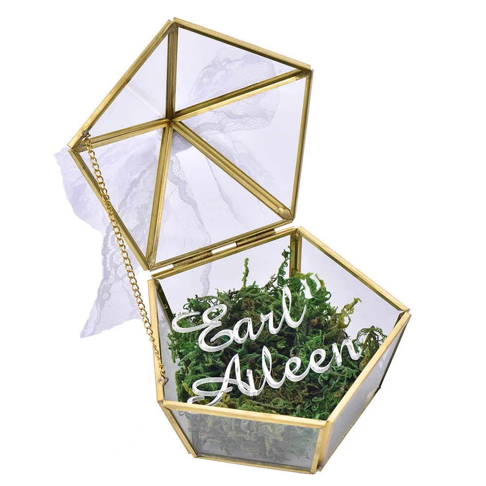 Персонализированные Выгравированные Свадебные стеклянные кольца коробка