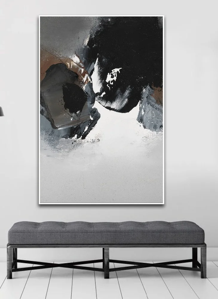 Черно-белая Абстрактная Картина на холсте современная домашняя декоративная