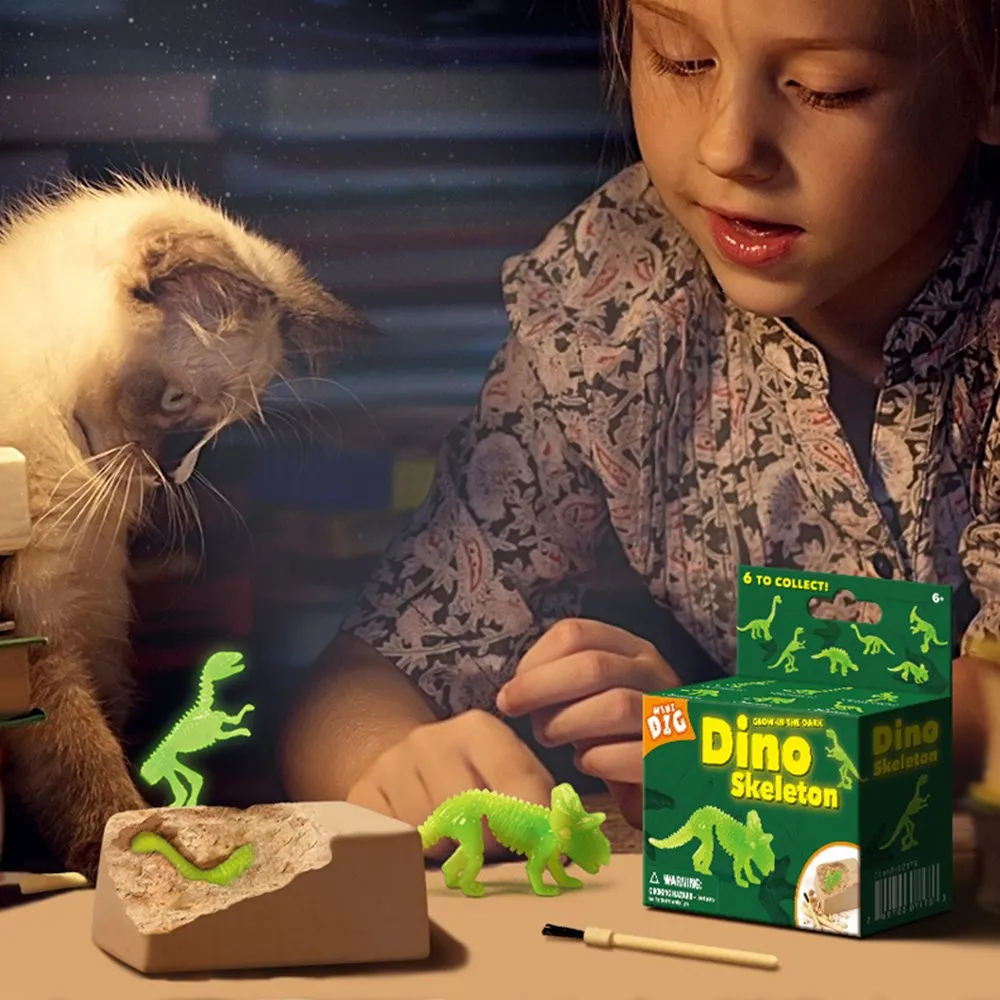 Светящийся скелет динозавра копать игрушки детские развивающие и открыть для