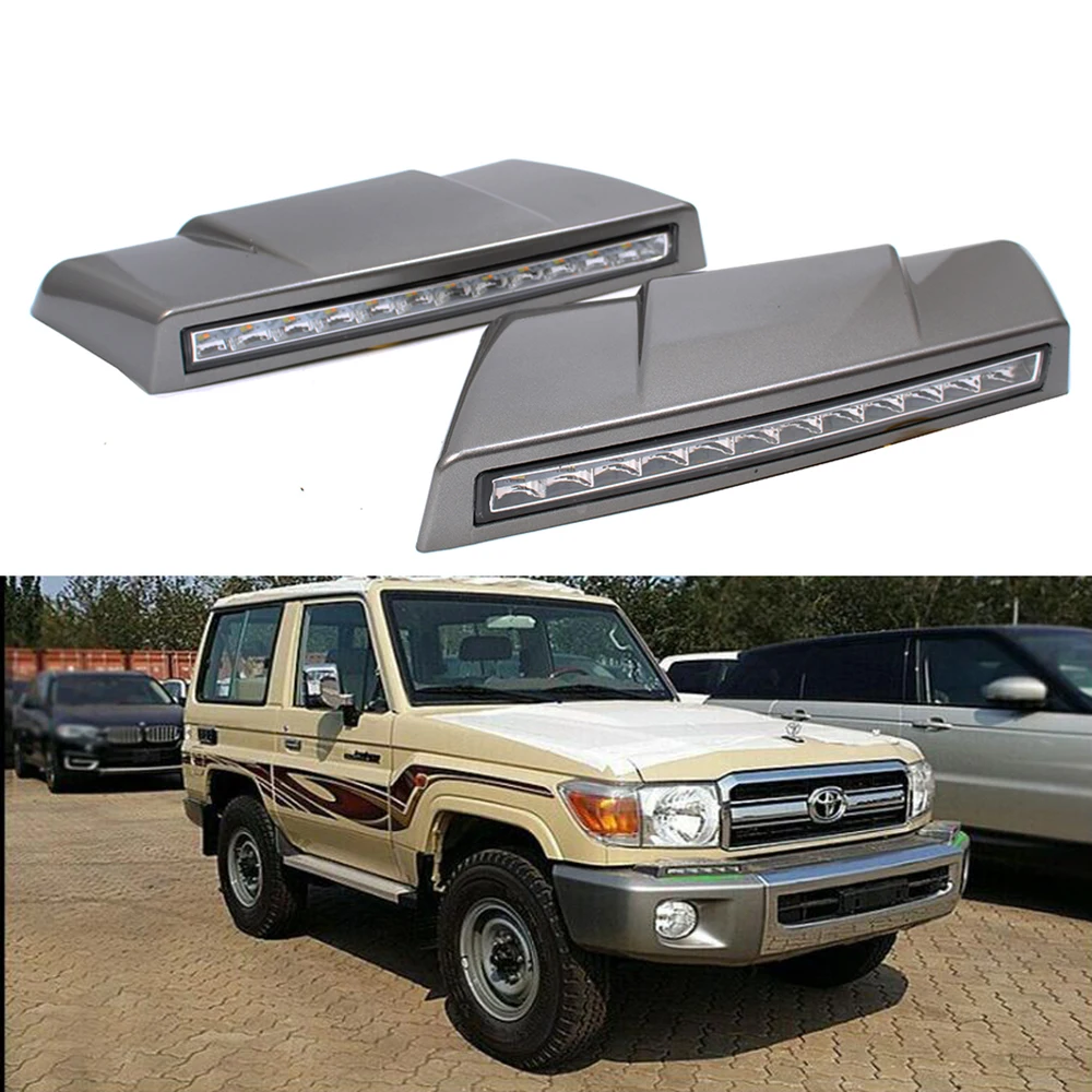 

2X LED daytime running lights daylight fog lamp cover with yellow turning signal For Toyota Land Cruiser LC70 LC76 LC77 LC78 LC7