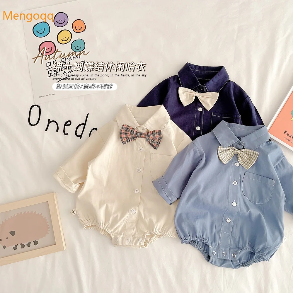 

Infant Baby Boys Autumn Full Sleeve Single-breasted Outfits Toddler Kids Gentleman Jumpsuits Romper 0-24M