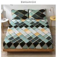 dansunreve new arrival fitted sheet dinosaur geometric bedsheets protector queen king single with elastic band mattress cover