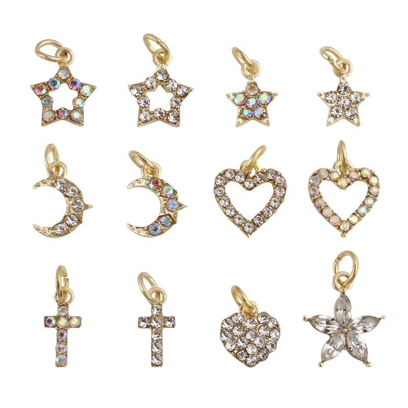 

Moon & Star Rhinestone Nail Jewelry Dangle 10Pcs 16mm Nail Dangle/Charm/Body Nail Art Charm Piercing Hole 12 Pendants Dangle