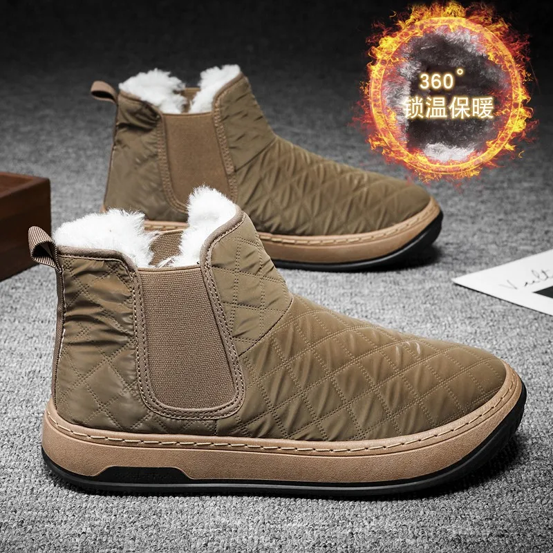 

2021 New Arrival Snow Boots For Men Black Khaki Outdoor Ski Boots Men With Fur Casual Shoes Mens Brand Fashion Hunting Boots Man