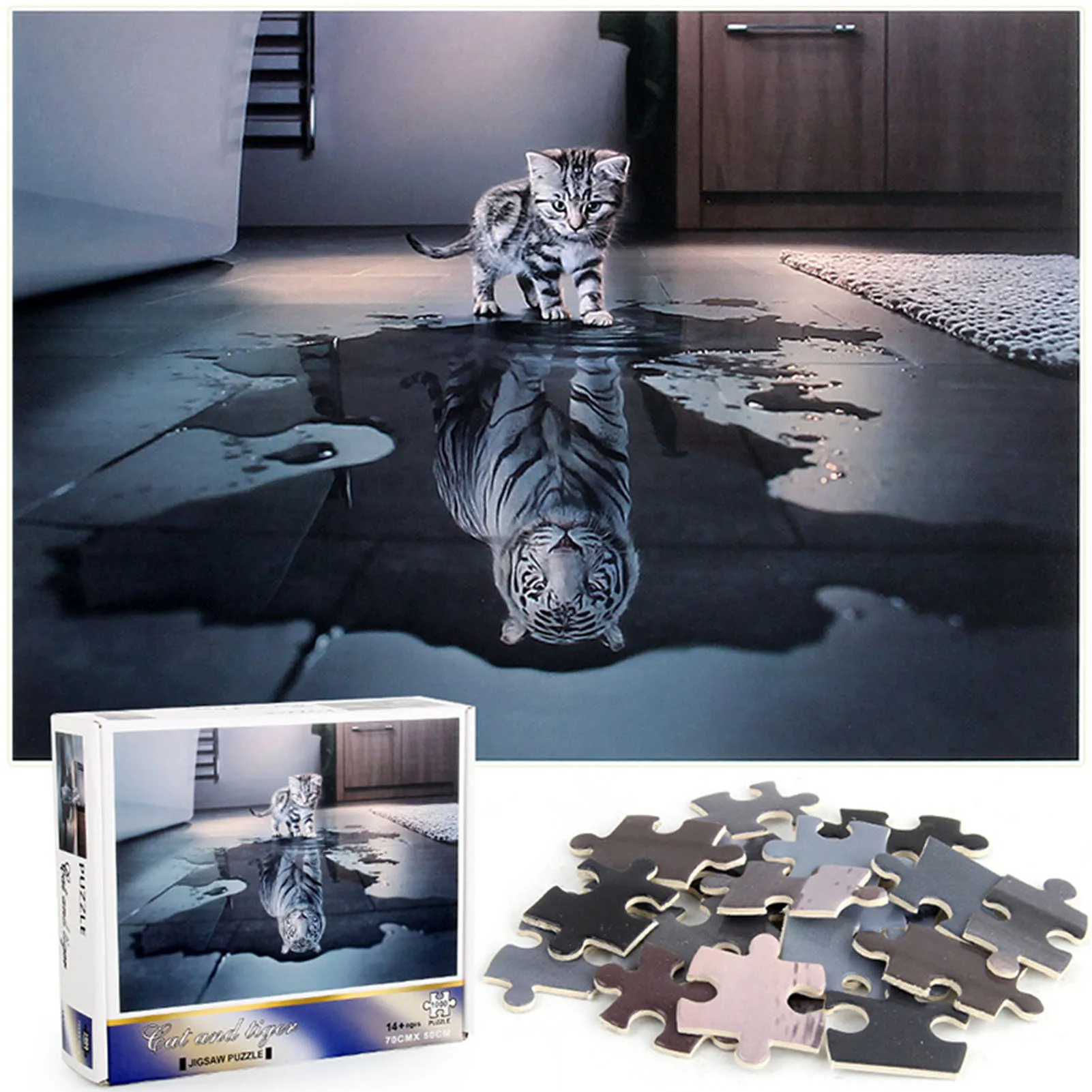 

3d Cat Tiger Puzzle 1000 Pieces Of Adult Jigsaw Clasic Montessori Parper Puzzles Adulto Education Puzzle Gift Antistress Toys