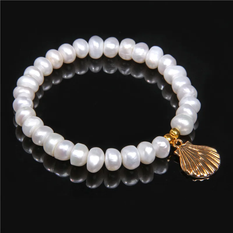 Boho Shell& пресноводный жемчуг браслет Seashell Cowry Shell Conch браслет для женщин ювелирные изделия мала-йога пляж