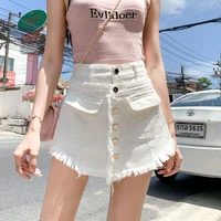 white denim shorts skirts women single breasted loose plus size high waist jeans shorts female a line wide leg short jeans 5xl