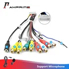 Автомобильные аксессуары для радиоприемника Android, провод, жгут проводов, адаптер, соединитель, универсальный кабель RCA, поддержка микрофона