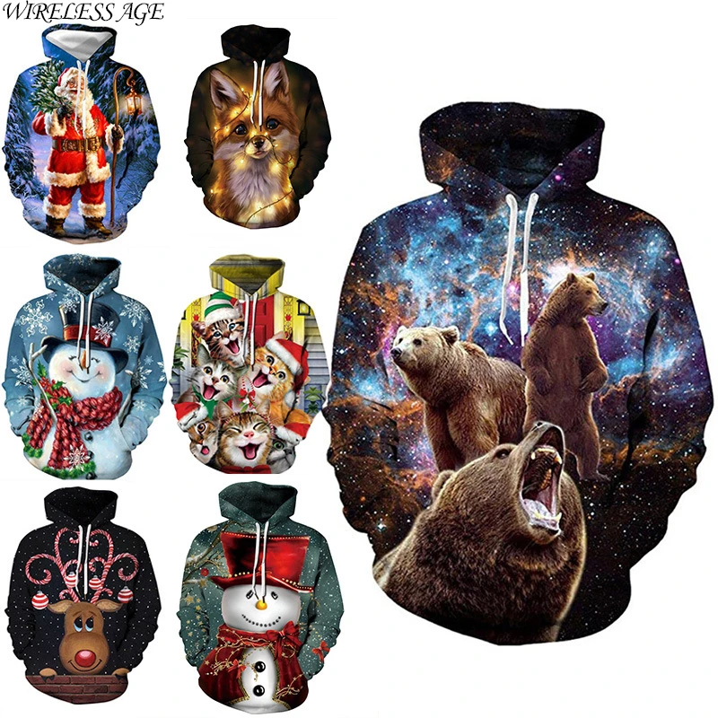 

Women Hoodie Long Sleeve Christmas Clothing Pullover 3D Digital Printing New Loose Commuter Coat Spring Autumn Fashion Wild