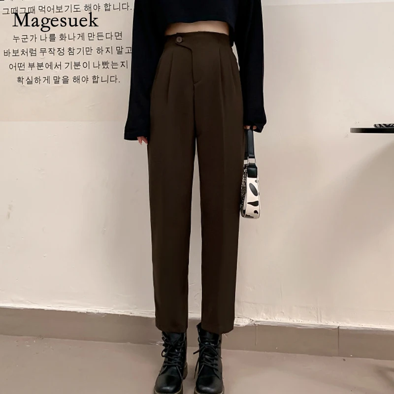

Женские Костюмные брюки Harajuku с высокой талией, Осенние новые повседневные брюки, прямые брюки-шаровары для женщин, женская одежда больших р...