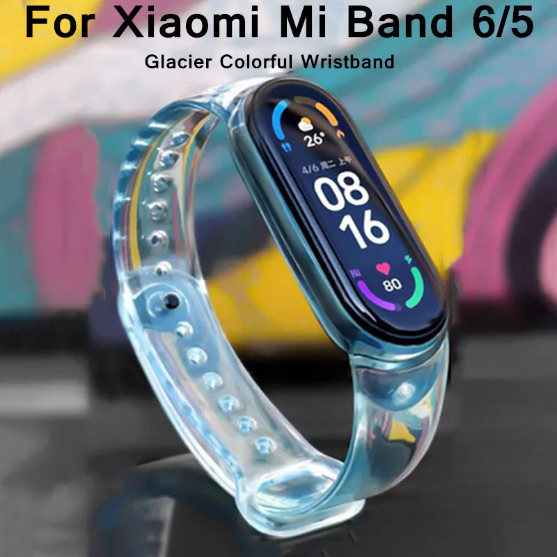 

Strap Glacier Color Wristband For Xiaomi Mi Band 6 5 Silicone Replacement Bracelet For Xiaomi Mi Band 6 Miband 5 4 Band 6 Strap