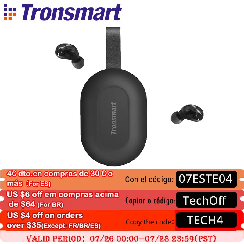 

[Новейшая версия] Tronsmart Spunky Beat Bluetooth APTX Беспроводные наушники с QualcommChip,CVC8.0,IPX5 Водонепроницаемый, сенсорное управление