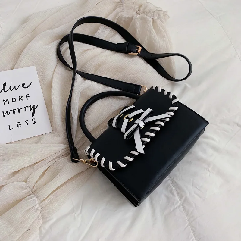 New Forestry Butterfly Knot Knitted Single Shoulder Bag with Texture Oblique Square in 2019 | Багаж и сумки
