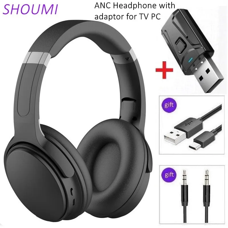 

ANC Bluetooth Headphones Wireless Active Noise Canceling Headset Foldable Bass Helmet USB Bluetooth Adaptor with Mic for TV PC