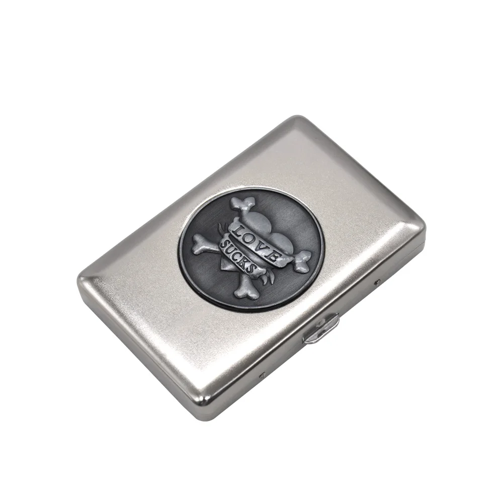 HORNET DANGER Portable Metal Cigarette Case Regular Size Tobacco Organizer Boxes With 2 Clips Sundries Storage Container