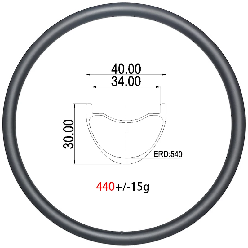 

440g MTB carbon rims 27.5 AM DH Bike 40mm wide 30mm deep clincher tubeless 24H 28H 32H UD 3K 12K 650B All Mountain Bicycle rims