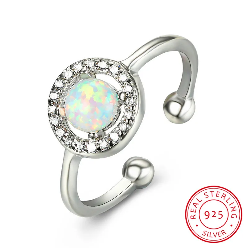 Женское кольцо из серебра 925 пробы с белым огненным опалом|Кольца| |