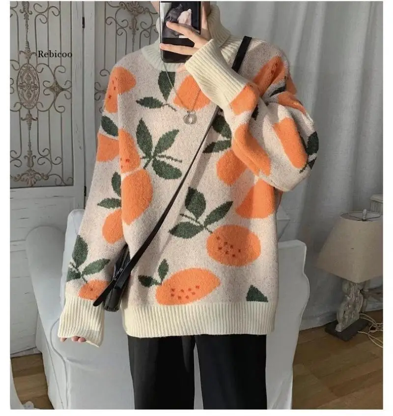 

Korean Harajuku Turtleneck Sweater Women o Neck Long Sleeve Retro Knit Sweater Pulllover 2020 New Autumn Winter Loose Pull Femme