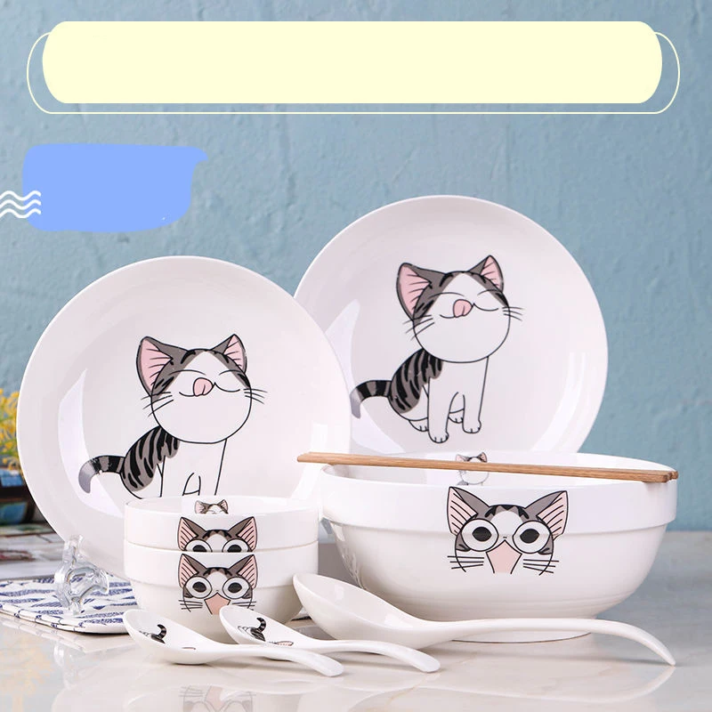 Набор посуды для 2 человек посуда бытовая миска риса простая Милая мультяшная