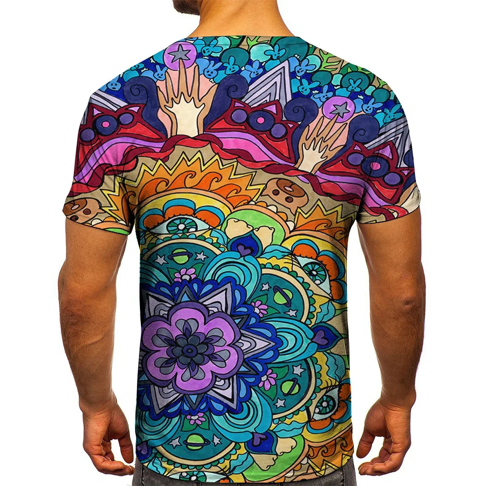 

Summer Men's T-Shirt Street Fashion Vacation Style Plants Flowers 3D Hot Top Large Size Mens Clothes Loose Pullover