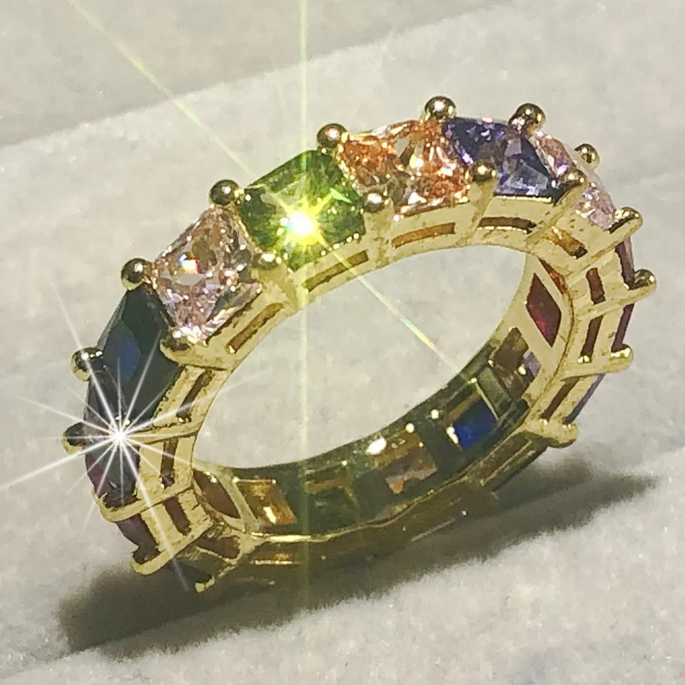 Разноцветное обручальное кольцо из серебра 925 пробы с сапфиром рубином Перидотом