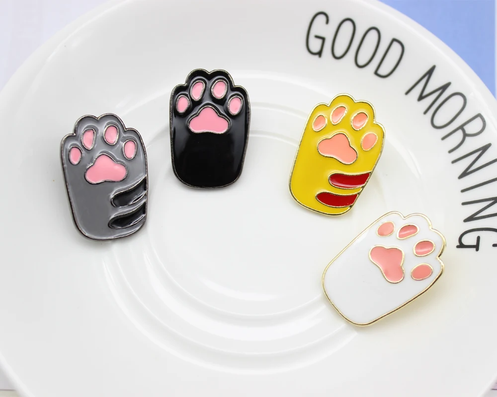 Милая розовая желтая белая черная брошь в виде когтей для животных Милые Броши