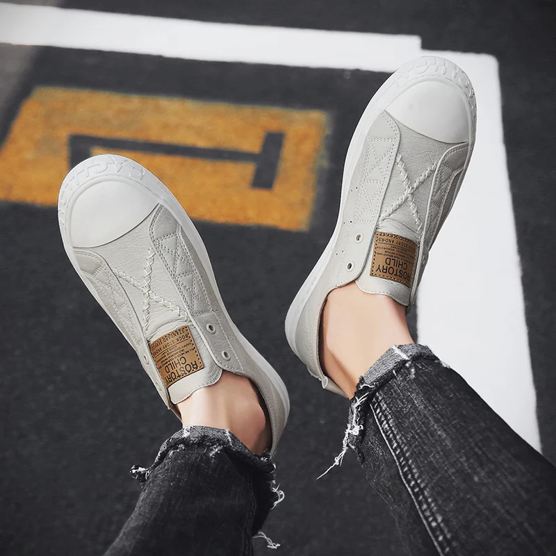 Туфли ленивые мужские из натуральной кожи мягкие повседневные дышащие в