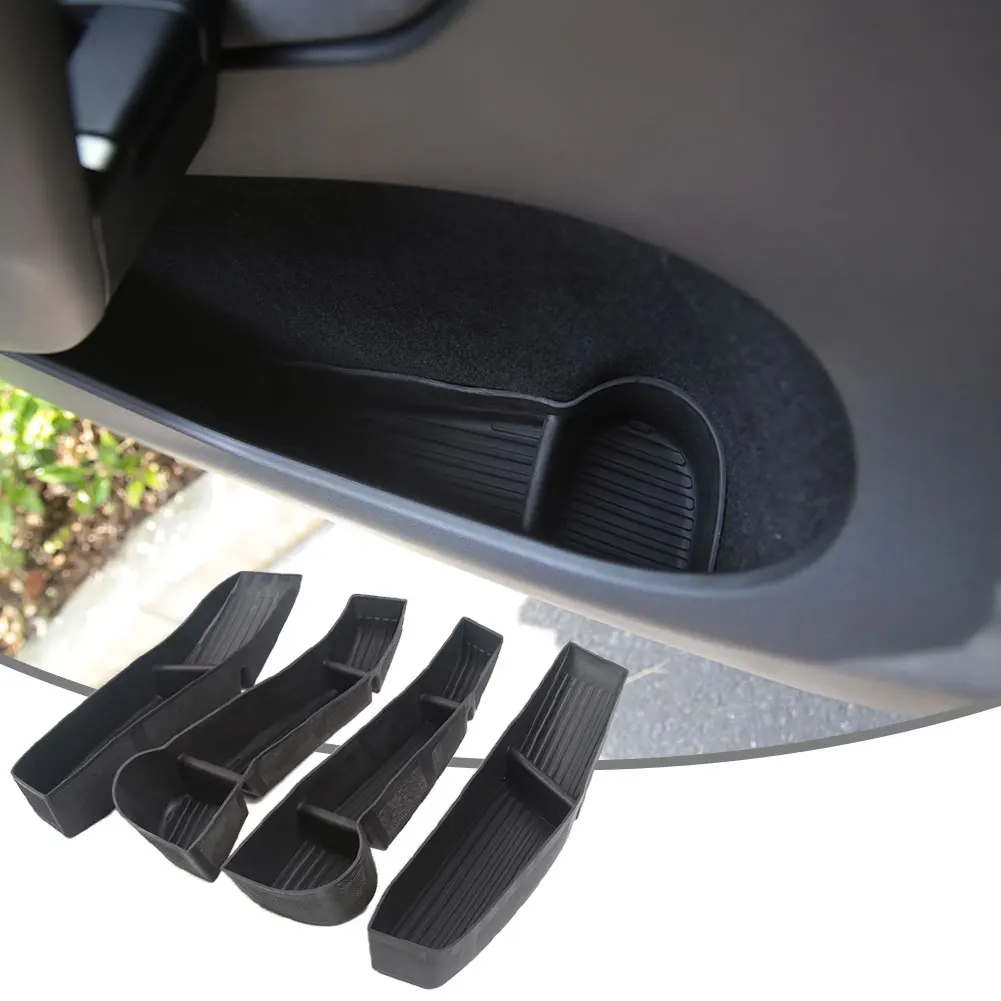 

4pcs Container Non Slip Armrests Car Door Storage Box Side Accessories DIY Tray Easy Clean Interior Styling Fit For Tesla Modely