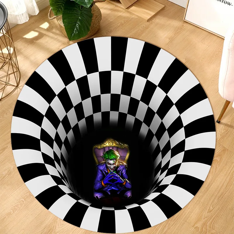 

60*60cm 3D Mat Vortex Clown Trap Visual Illusion Rug Area Carpet Floor Pad Doormat Living Room Blanket