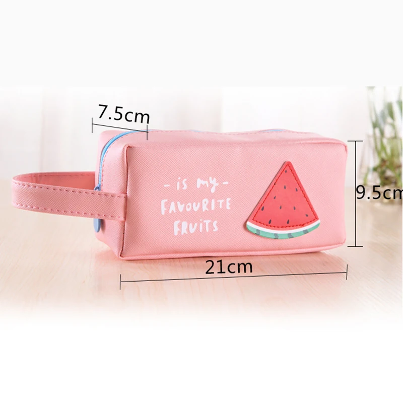 Пеналы школьные пеналы из искусственной кожи с фруктами вместительные