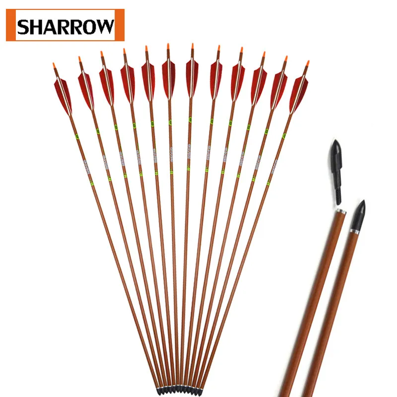 

6/12PC Spine 400 Archery Pure Carton Arrows Shield Turkey Feather Target Points For Outdoor Hunting Shooting Accessories