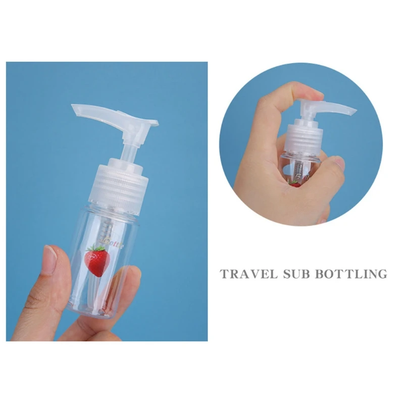 

8Pcs Travel Empty Bottles Set Strawberry Clear Makeup Toiletry Container Sprayer