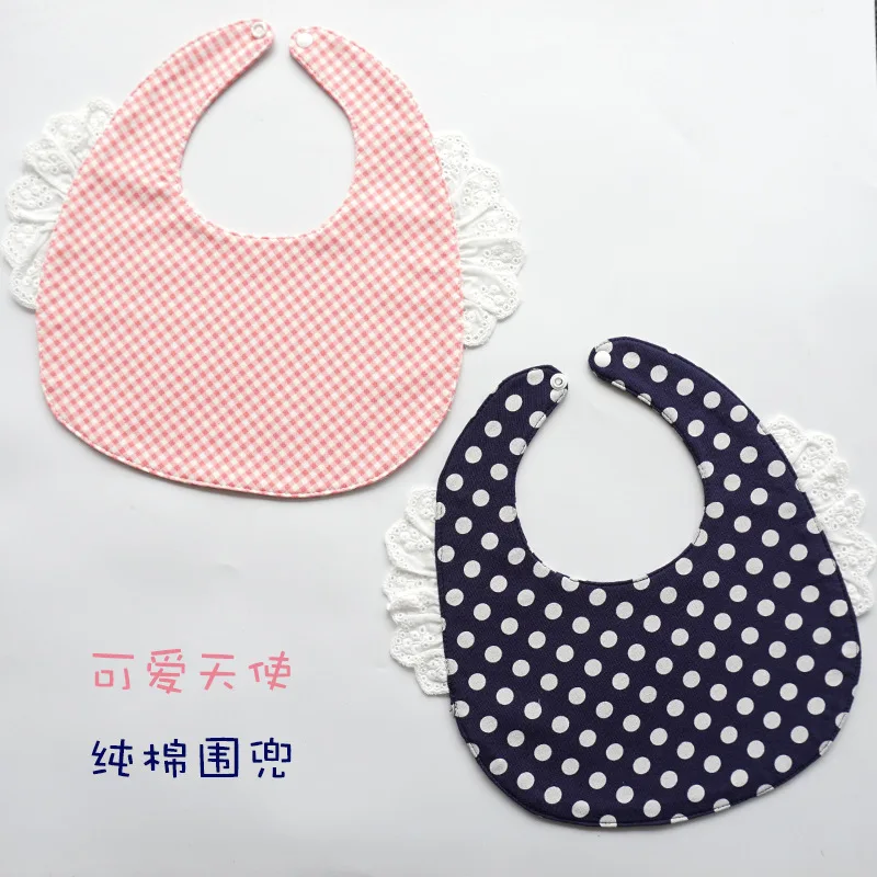 heart printed cotton baby bibs with lace embroidery newborn girl clothing apron infantgirl saliva | Детская одежда и обувь