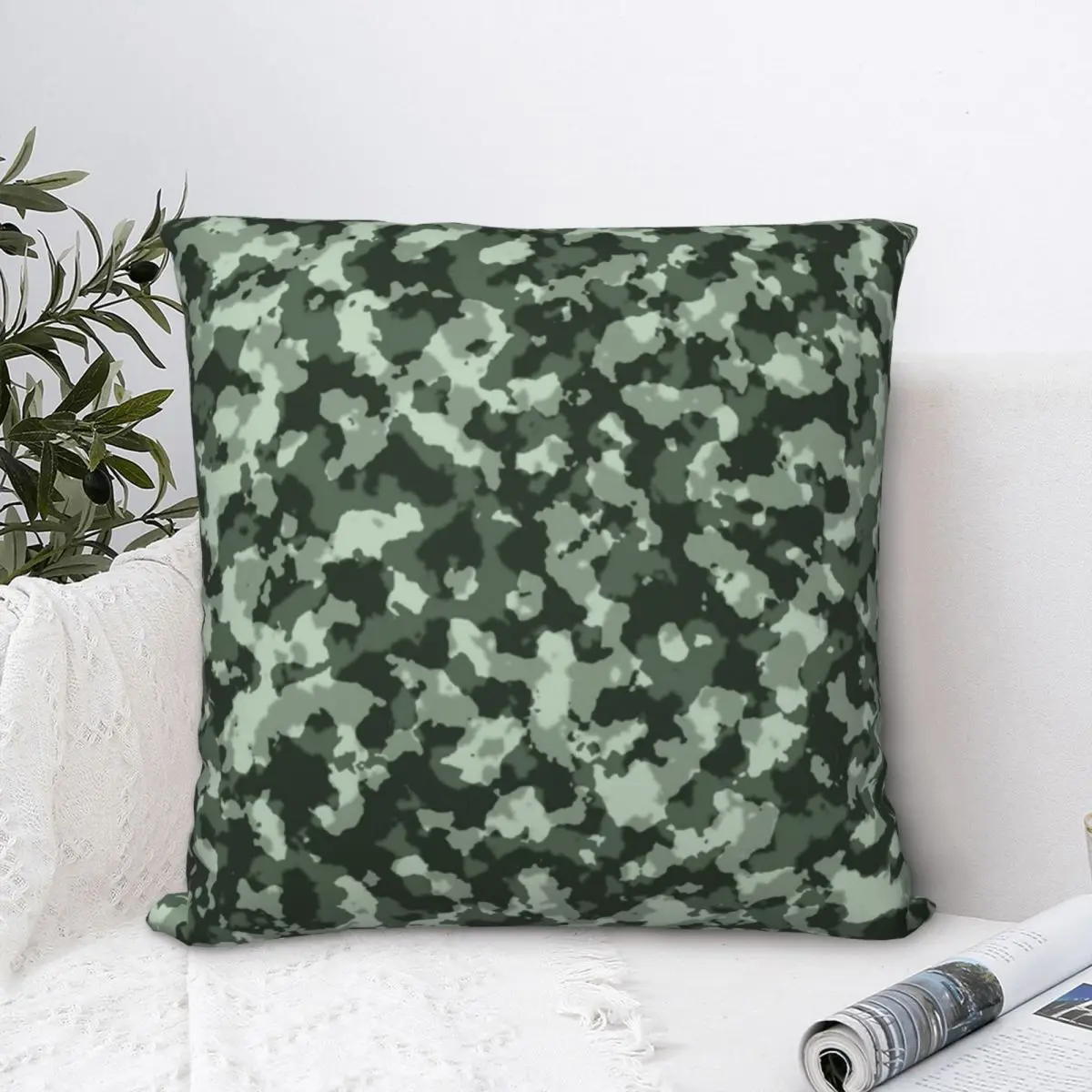 

Темно-зеленый квадратный чехол для подушки с камуфляжным узором, наволочка для подушки, наволочка для домашней декоративной подушки из полиэстера, чехол для кровати в скандинавском стиле 45*45 см