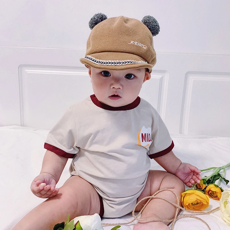 Детские хлопковые шапки с милыми шариками детская бейсбольная кепка ушками