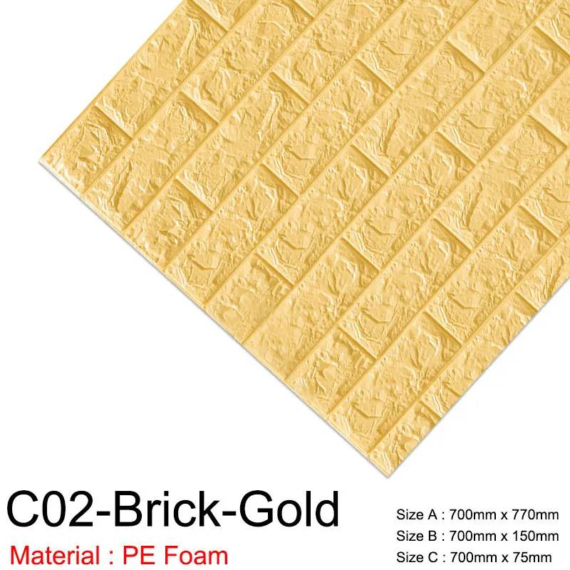 C02-Brick-Gold 3D обои, Мраморная кирпичная кожура и самоклеющиеся настенные стикеры s, водонепроницаемые, DIY, для кухни, ванной, дома, настенные наклейки, виниловые - Цвет: C02-Brick-Gold