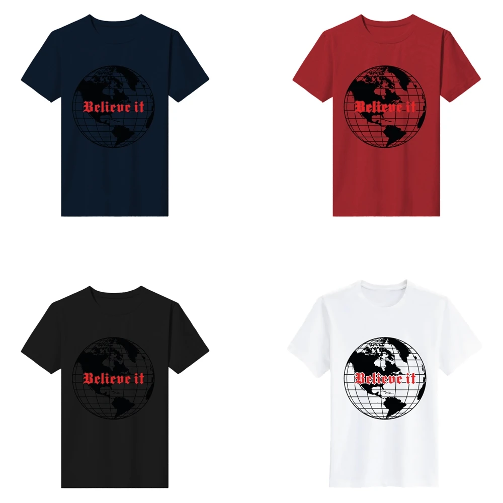 С круглым вырезом и рисунком новинка комплект из футболки Глобус Beleieve его Топ