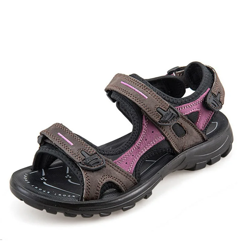 Женские пляжные женские сандалии из натуральной кожи летние дышащие