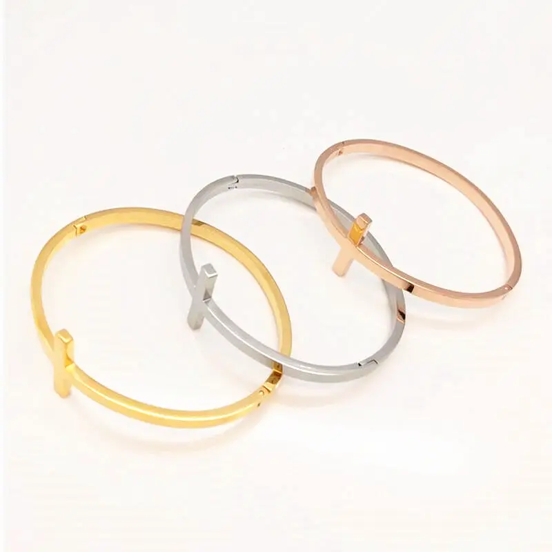 Классические браслеты LOOKER с крестом цвета розового золота из нержавеющей стали