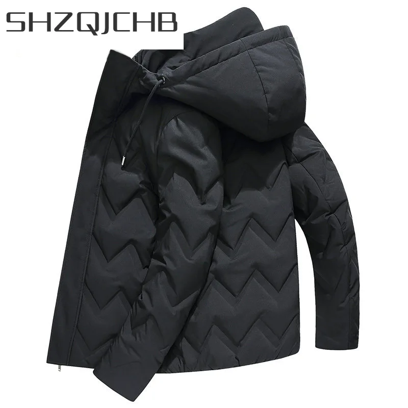

Мужской теплый пуховик SHZQ, на белом утином пуху, с капюшоном, повседневная верхняя одежда, зима 2021