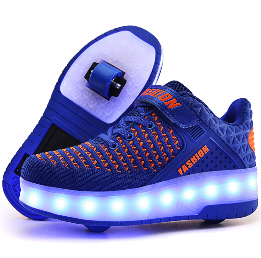 

Size 29-40 Glowing Sneakers with Wheels Roller Skates USB Charging Krasovki Rollers Luminous Sneakers for Boys with Rollers