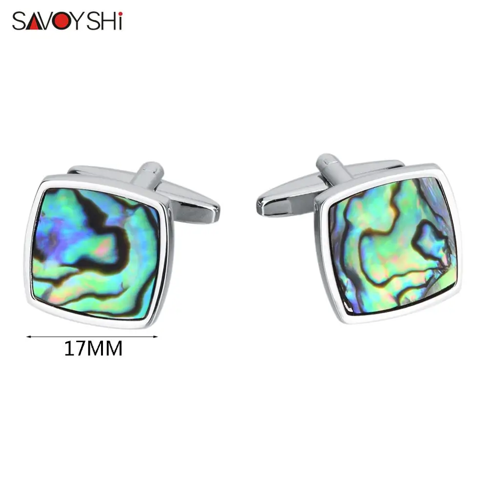 SAVOYSHI Роскошные разноцветная ракушка камень запонки для мужчин рубашка манжеты высокого качества Квадратные Костюмные запонки звенья свадебный подарок Gemelos