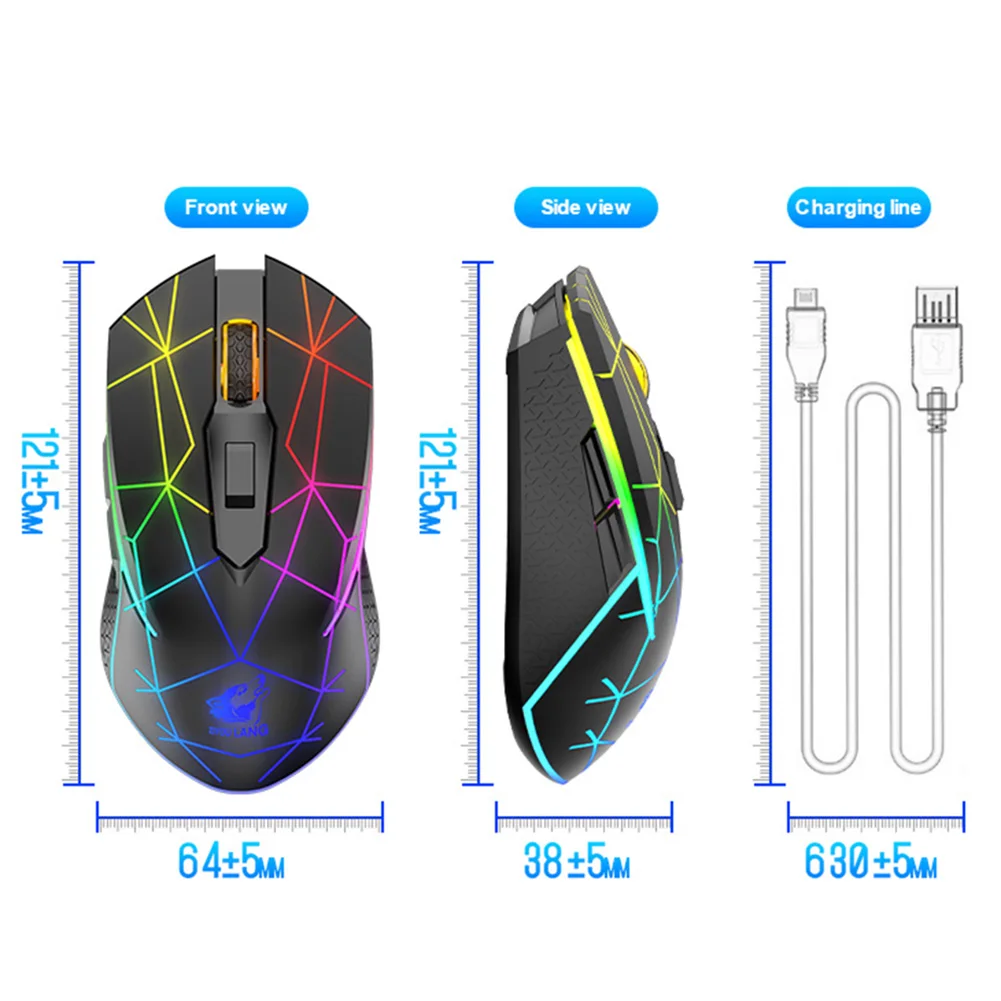 Беспроводная подсветка RGB компьютерная мышь перезаряжаемая Бесшумная
