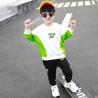 childrens clothing toddler boy clothes 2021 new spring and autumn long sleeved round neck sports sweater pants clothes for boys