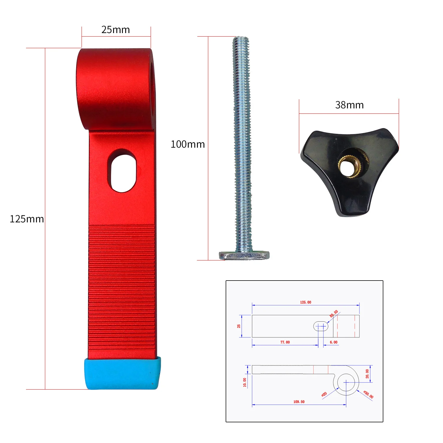 Удерживающий зажим универсальный т-образный трек 30 типа зажимной из
