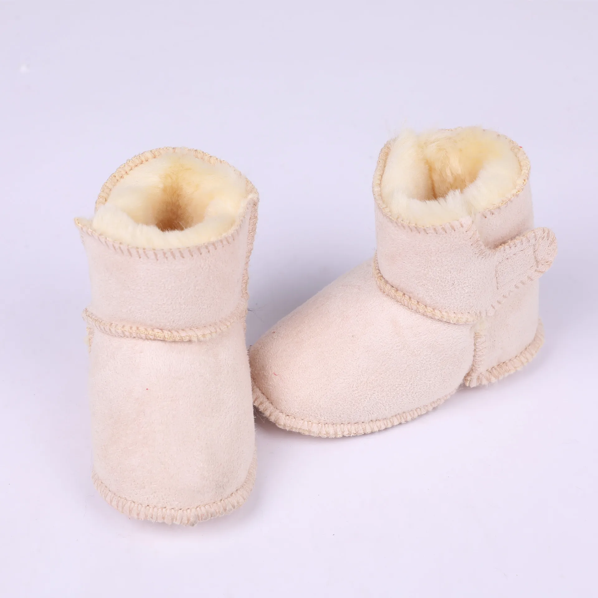 beige Новинка; зимняя детская обувь для первых шагов; Теплая обувь для младенцев; ботинки из искусственного меха для маленьких девочек; кожаные ботинки для маленьких мальчиков - Цвет: beige