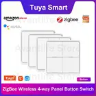 С шлюзом Tuya Smart ZigBee, беспроводная свободная наклейка, 4-полосная панель, кнопка переключения шлюза, требуется беспроводной ZigBee